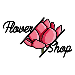 彩色老式花卉店徽