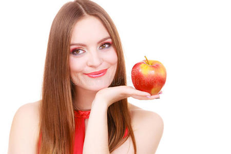面对 美极了 饮食 夏天 节食 微笑 女孩 制作 食物 苹果