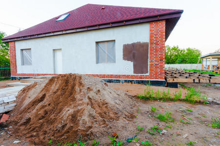 修理 梯田 在下面 公寓 建筑 建设 屋顶 框架 延伸 建筑学