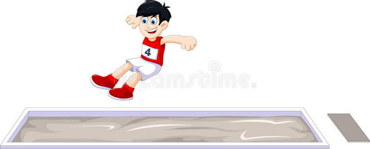 跳远比赛卡通男孩运动员在比赛中跳远照片
