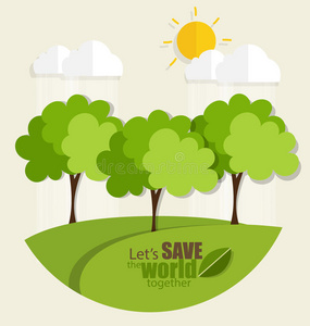 具有树背景的生态学概念. 病媒伊鲁斯照片