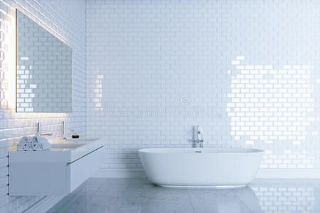 镜子 提供 设计师 大理石 水龙头 洗澡 极简主义者 浴室