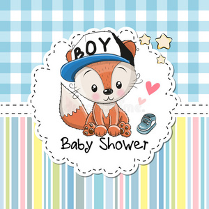婴儿淋浴贺卡与狐狸