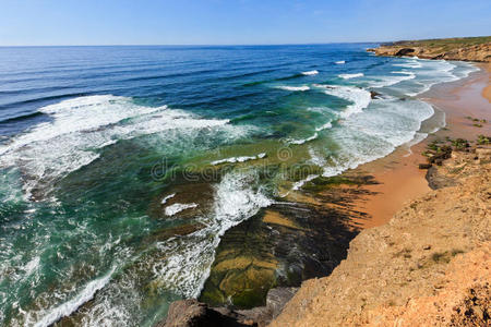 罗塔 岩石 葡萄牙 夏天 波动 海岸线 风景 阿尔加维 天空