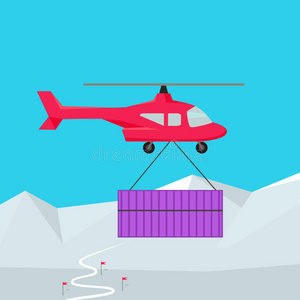 出口 直升机 提供 商业 插图 负载 商品 起重机 港口