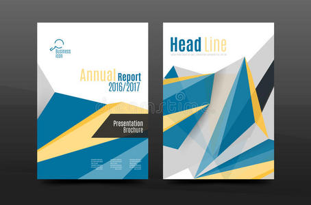 三维三角形形状。 商业年度报告封面