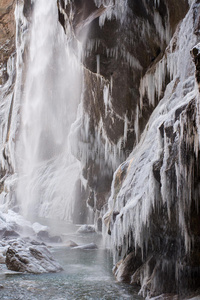 冬天结冰的美丽瀑布