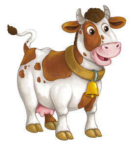 动漫钟卡通快乐牛是站立和看-艺术风格-照片