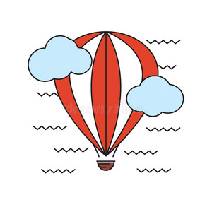 气球在云层中的天空中飞行。 空气调节器。