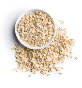 滚吧干滚麦片放在碗里.照片