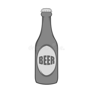 一瓶啤酒图标，黑色单色风格