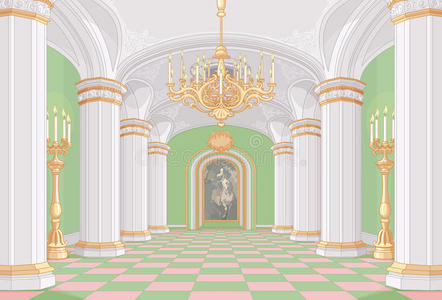 花瓶和装饰在天花板,墙壁和专栏内部的印度宫殿城堡和窗户的门, 古老