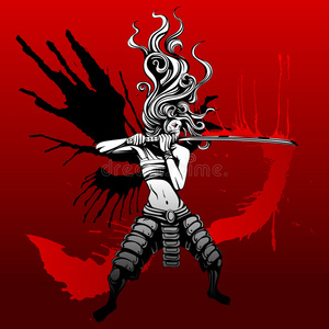 天使血有翅膀的武士女孩照片