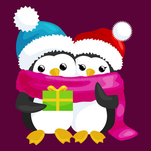 圣诞老人 性格 南极洲 插图 季节 帽子 艺术 企鹅 可爱的