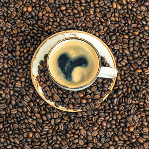 咖啡与心的爱概念，复古色调