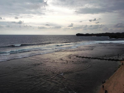 波浪 泼洒 海洋 基杜尔 亚洲 日惹 海滩 印度尼西亚 岩石