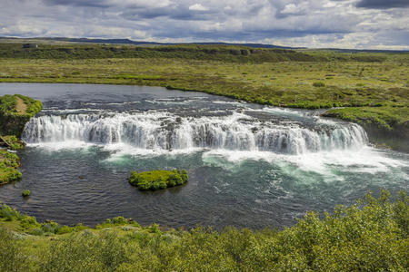 传真瀑布，冰岛。 通古弗尔霍特河流经冰岛的法西瀑布
