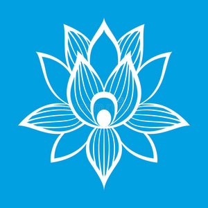 莲花花平面设计长长的阴影标志符号图标莲花矢量图标在透明背景下隔离