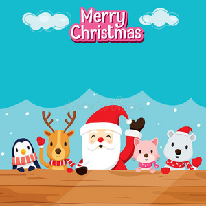 动物 围脖 木材 庆祝活动 插图 企鹅 圣诞老人 礼物 幸福
