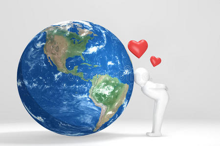 三维人亲吻地球-北美和南美洲照片