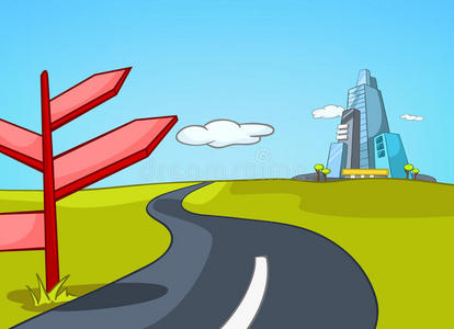 卡通道路背景图片-卡通道路背景素材-卡通道路背景插画-摄图新视界