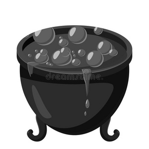 单色 汤剂 魔术 沸腾 锅炉 平底锅 肉汤 聚会 庆祝 插图