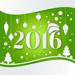 庆祝圣诞节和新年的光明背景。 新的2016年白色圣诞装饰品，玩具，下雪。