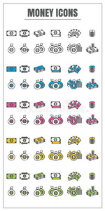 银行业 颜色 卡片 美元 商业 投资 偶像 图表 收集 插图