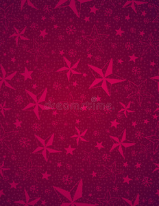 红色圣诞背景，雪花和星星