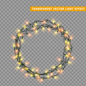 花环，圣诞装饰灯效果。