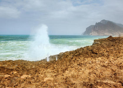 地平线 塞拉莱 风景 阿曼 波浪 自然 暴风雨 天气 喷雾