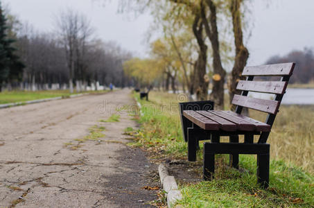 公园里的秋日长凳