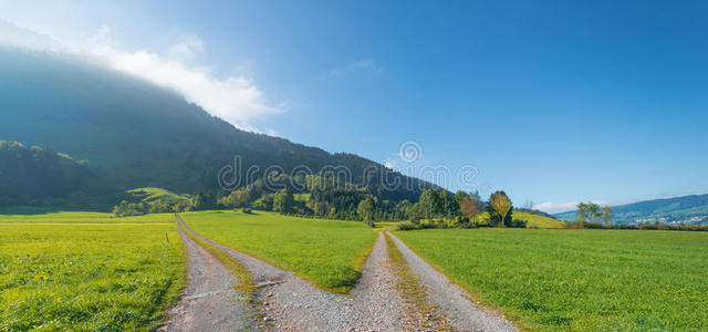 在两条路的十字路口照片