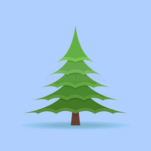 圣诞云杉树隔离在蓝色背景上。