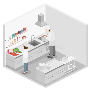 烹饪 插图 厨师 等距 厨房 提取器 信息图表 性格 剪贴画