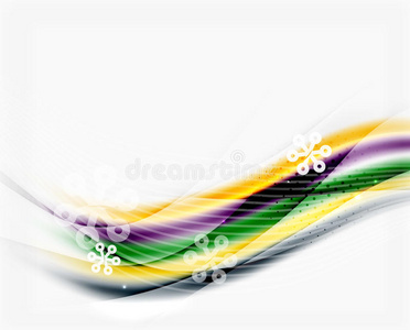 彩色波浪线与雪花，冬季矢量业务模板