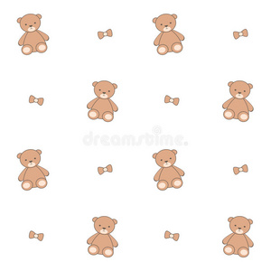 可爱的卡通泰迪熊无缝图案背景插图照片