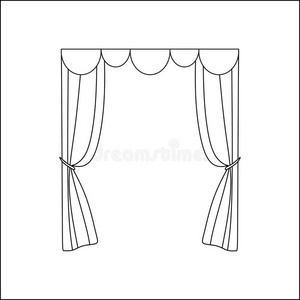 窗帘。 室内纺织品。 室内装饰纺织品草图