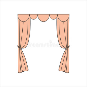 窗帘。 室内纺织品。 室内装饰纺织品草图