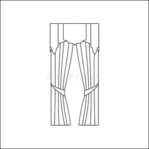 窗帘。 室内纺织品。 室内装饰纺织品草图
