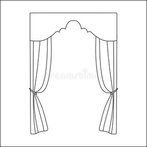 窗帘。 室内纺织品。 室内装饰纺织品草图