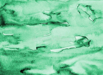 抽象绿色水彩在纸质感上作为背景