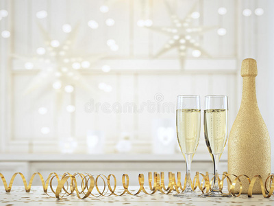 奢侈 庆祝 瓶子 酒精 香槟 假日 玻璃 气泡 北欧 圣诞节