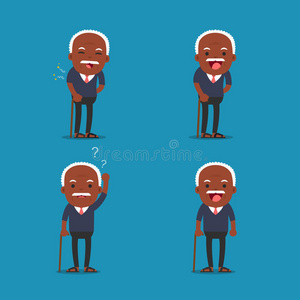 非洲裔美国人，老人。爷爷有4种不同的姿势。