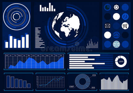 信息图形 接口 全息图  控制 数据 面板 未来 网络空间