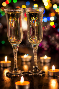 乐趣 浪漫的 泡沫 前夕 新的 周年纪念日 干杯 庆祝 香槟