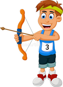 有趣的男孩卡通体育射箭照片
