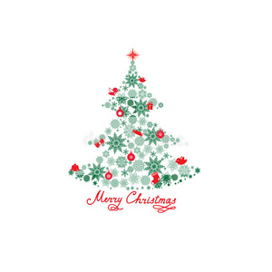 圣诞背景与新年树，雪，手写字体