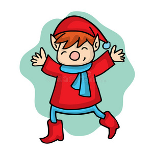 红色服装的卡通精灵照片