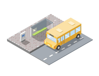 乘客 终端 卡通 信息 小时 学校 可爱的 街道 终点站插画